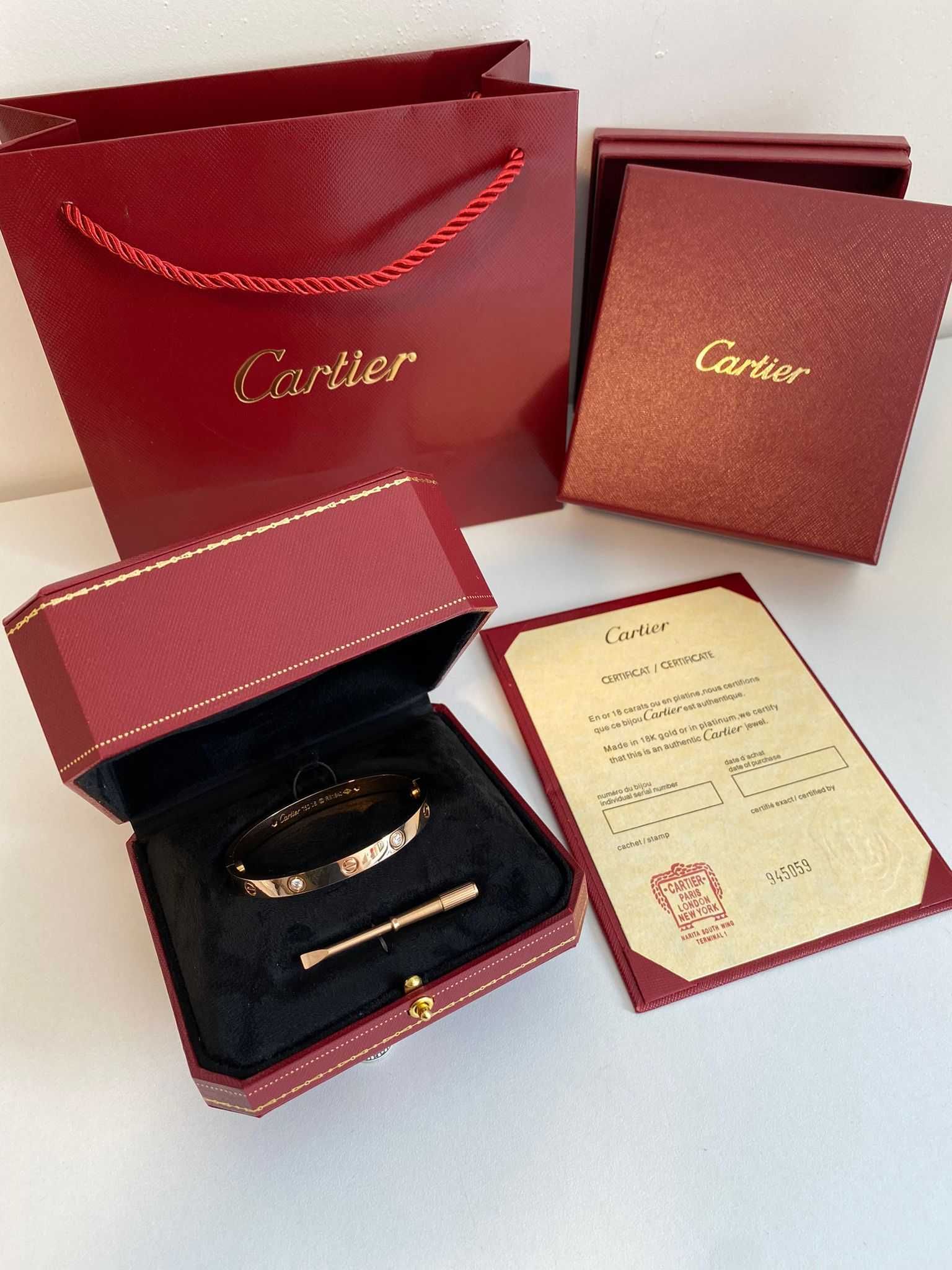 Brățară Cartier LOVE 19 Rose Gold 24K Diamond cu cutie