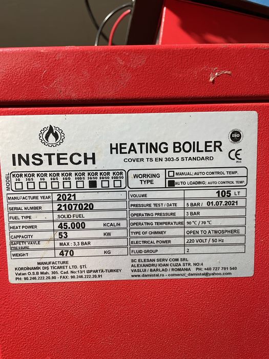 Cazan pe peleti Instech
