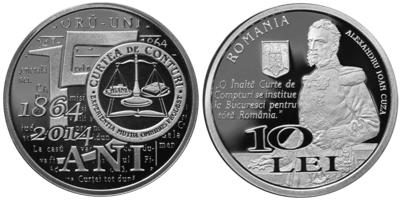 Moneda BNR 10 lei argint Curtea de Conturi gradata NGC PF 69 UC