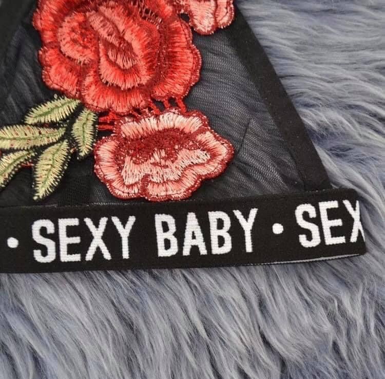 Ново бюстие с бродерия и ластик с надпис SEXY BABY размери S M L XL