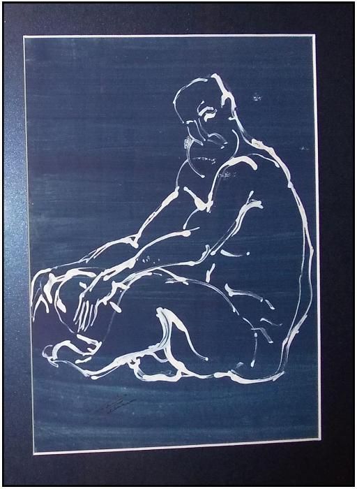 Nud de barbat (2) - acuarela semnata -