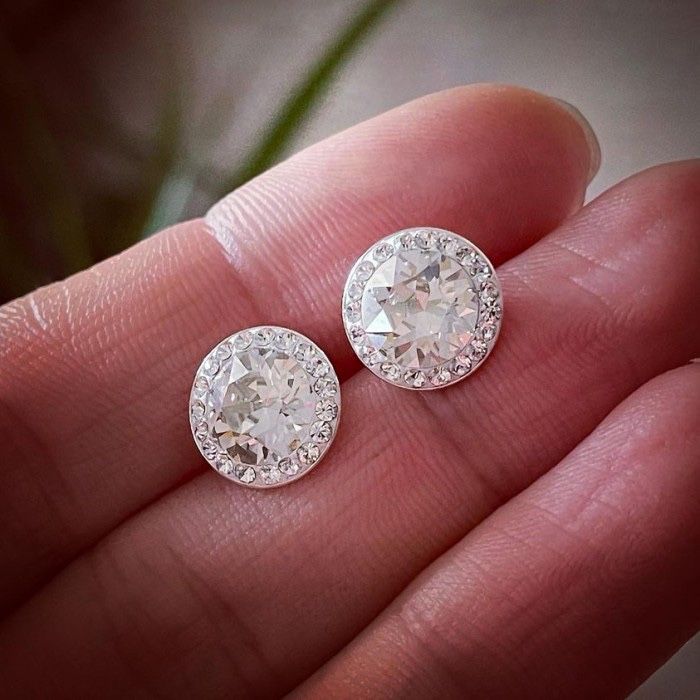 Дамски Сребърни Обеци с Кристали Сваровски/Swarovski