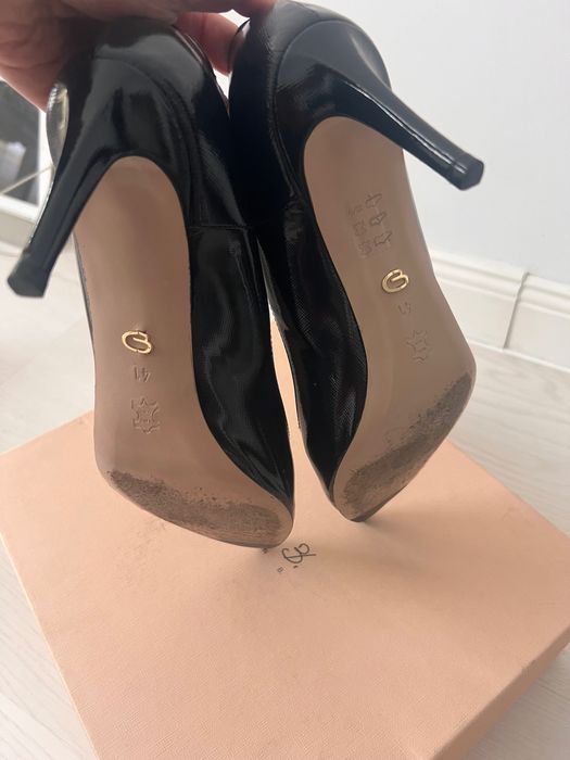 Musette pantofi cu toc negri