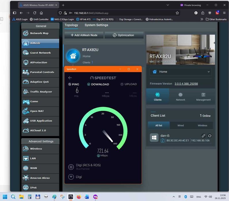 router Asus AX5400 Gaming AX82U, Aura RGB, Gaming Port, AiMesh suport
