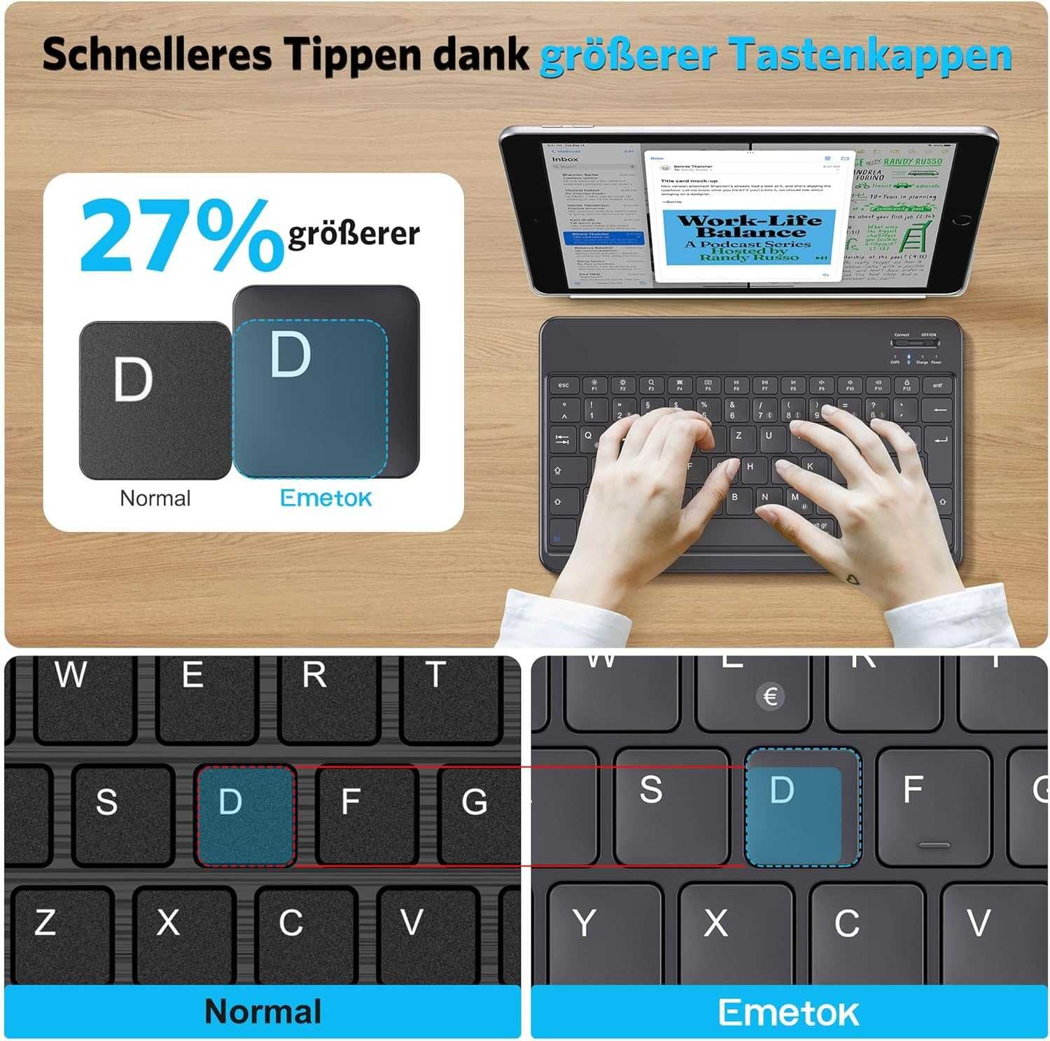 НОВА! Немска Bluetooth клавиатура QWERTZ за iPad, iPhone и таблети