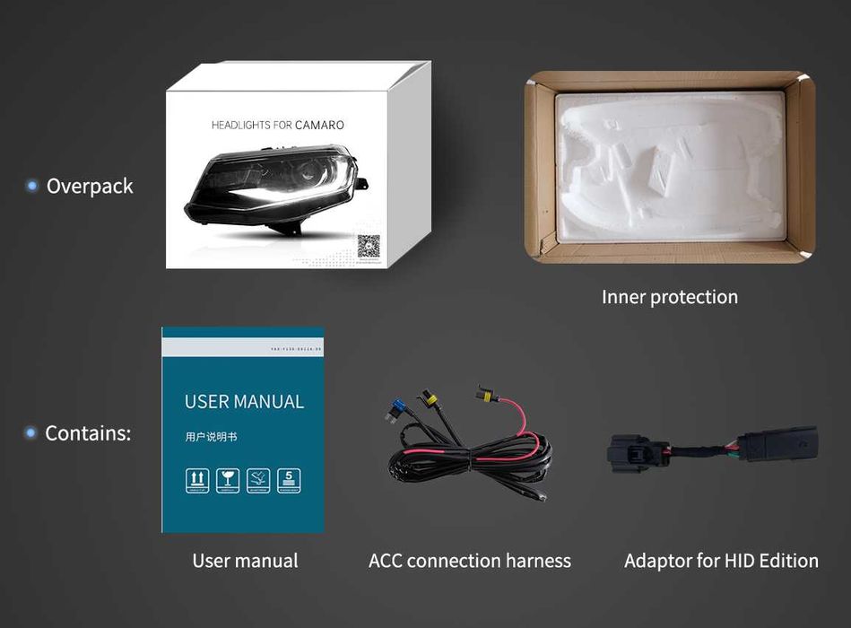 Комплект LED фарове с динамични мигачи за Chevrolet Camaro 2016 - 2018