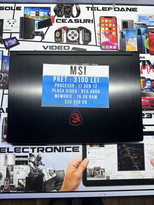 Laptop MSI/ I7 Gen 12 / RTX 4060 / 16 GB RAM / 500 GB / CreativeAmanet