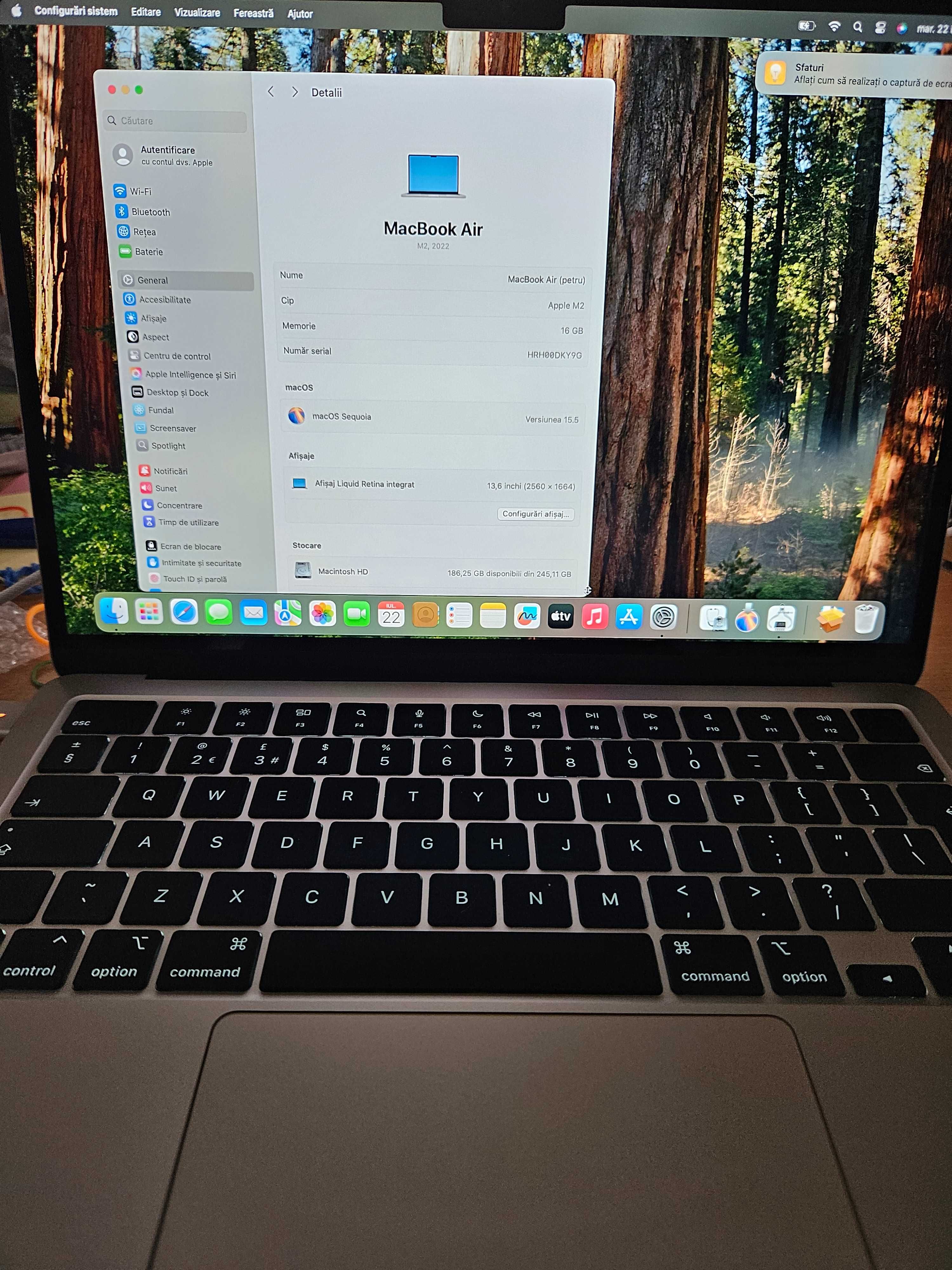 Macbook Air M2, 2022, 5cicluri, 16Gb, Garantie.