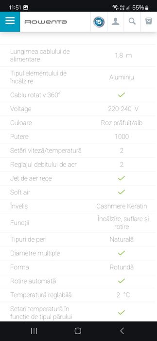 Perie rotativa de par/ uscător de par