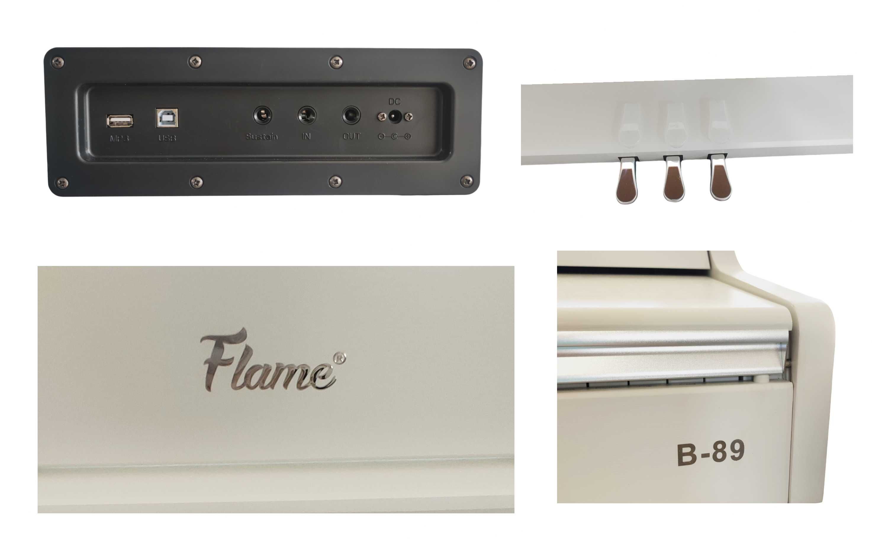 Set Pian Digital Flame B89 WH Alb + Scaun Classic Cantabile