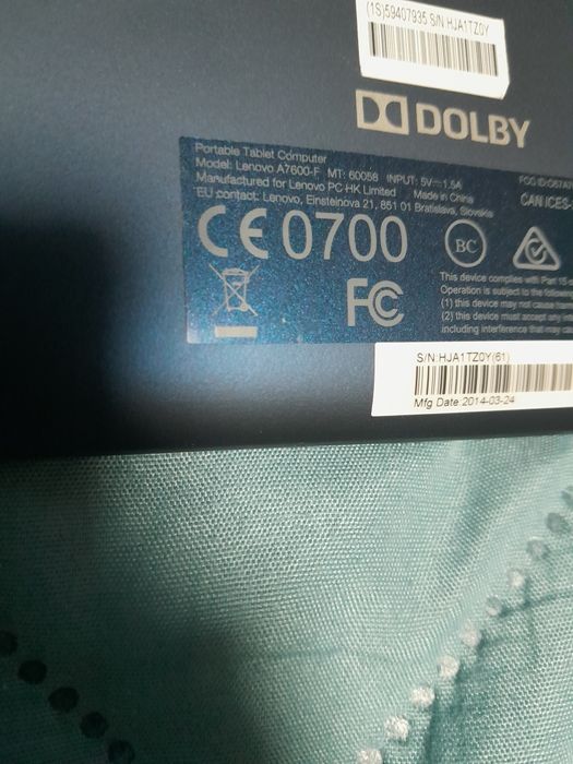 Vand tableta Lenovo A7600F defecta