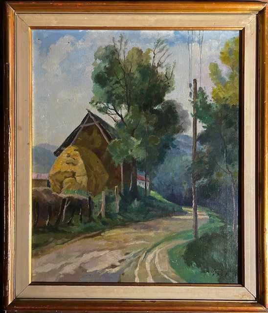 Școală maghiară semn Kátai Mihály, datat 1949, ul/pz, 70cu50+ramma