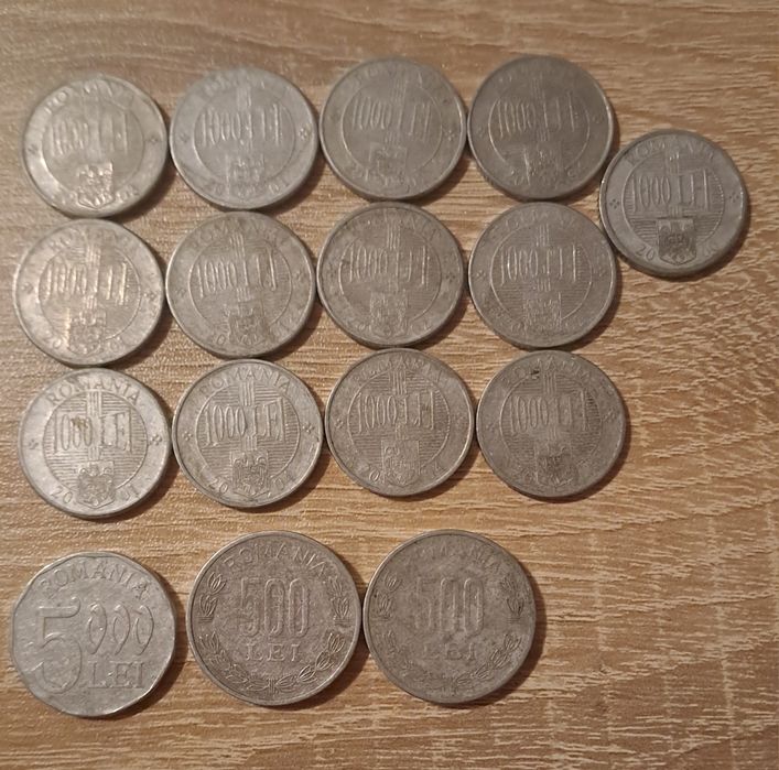 Monede vechi de colectie 5000 lei 2002, 500 lei 1999, 1000 lei