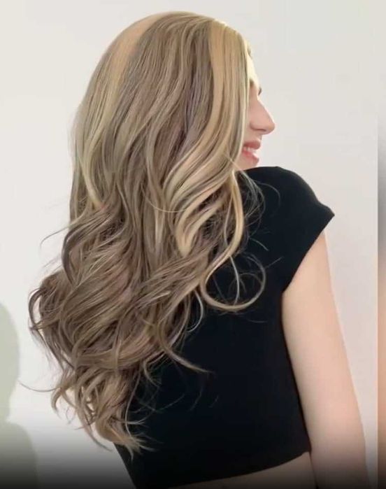 Омбре перука на кичури в съчетавание на русо и кафяво