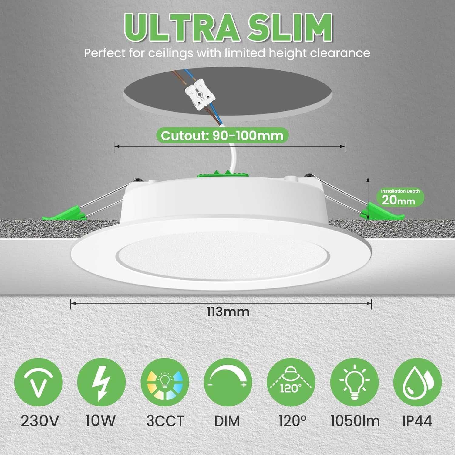 НОВИ! LED лунички, 10W, димируеми, 3 цветни температури, 6 бр/к-кт