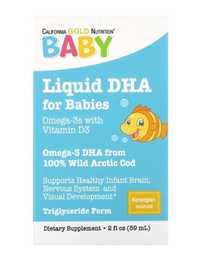 Омега 3 детская Америка California GOLD DHA С витамином Д3 жидкая