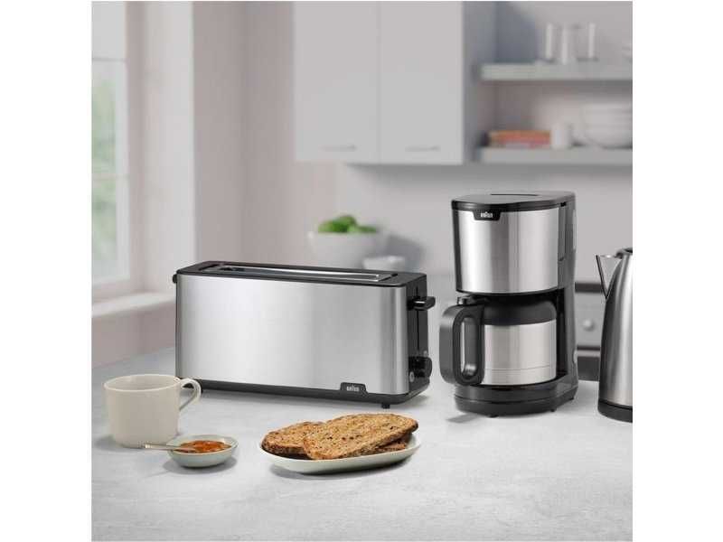 Тостер с Дълъг Слот за 2 Филии Braun PurShine HT1610BK, 1030W