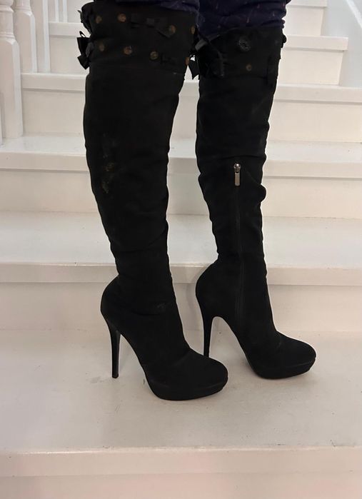 Сапоги женские чёрные 36, подойдут на 37