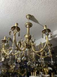 Candelabru / lustra/ bronz masiv/ cristal