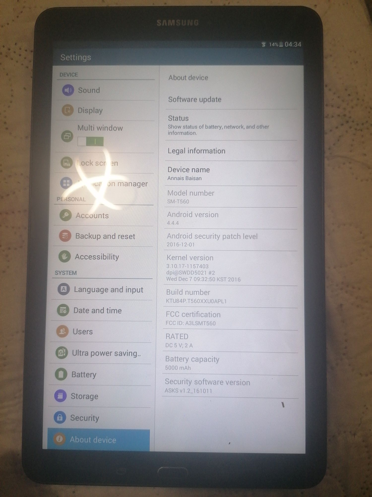 Samsung Galaxy Tab E 560