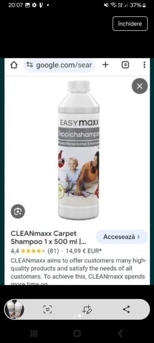 Sampon Covoare Carpete , CleanMaxx 500ml , pentru aspiratoare cu apa