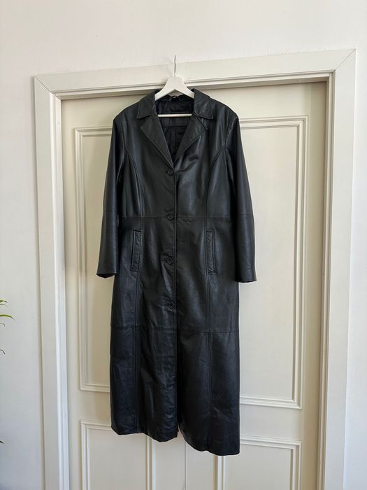 Haină lungă de piele naturală