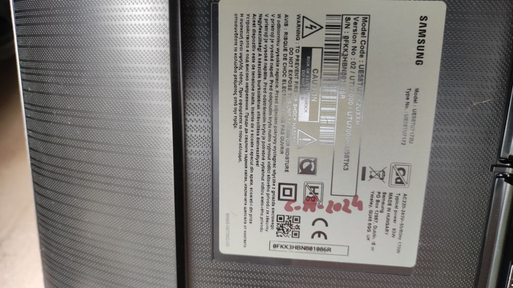 Vand tv samsung 7 series Tu 7100 class crystal 4k ultra HD, defect