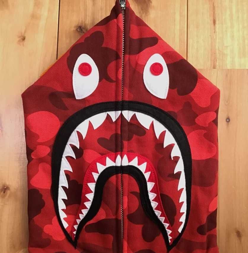 BAPE Shark full zip hoodie Red camo A Bathing Ape