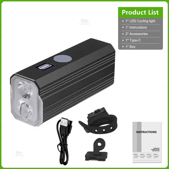 Предна LED светлина за велосипед, USB-TYPE-C, 800LM, 2600mAh, Алуминий