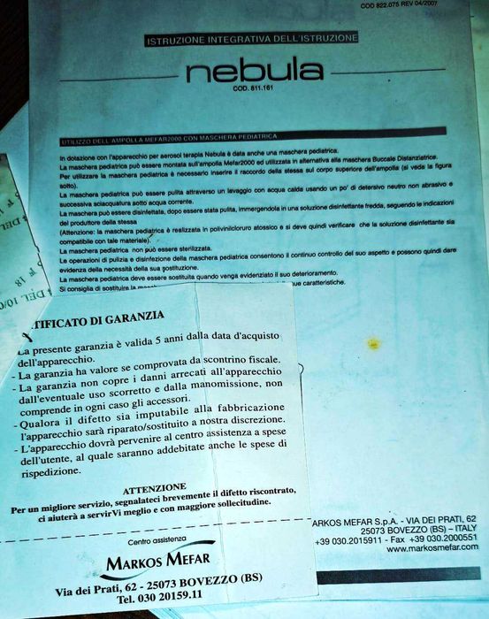 APARAT Aerosoliterapie- marca  Italiana, NEBULA