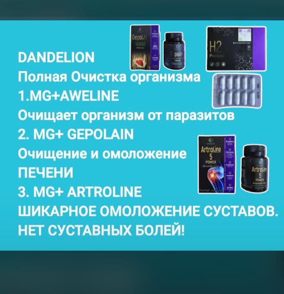 Магний водород Н2 Premium, ArtroLine, AW line, DiabeLine, (Dandelion)