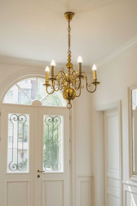 Полилей от полиран месинг с 6 рамена