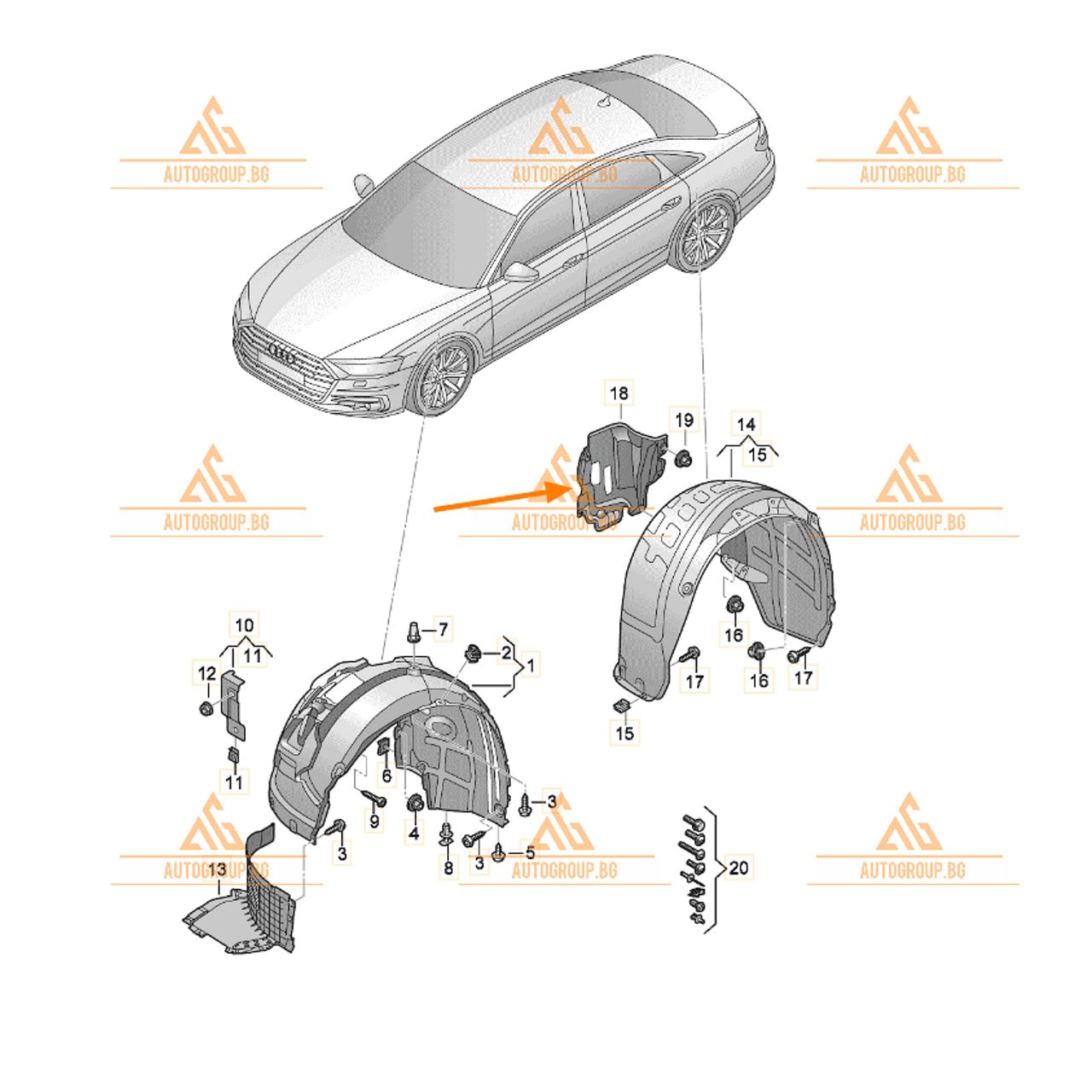 Кора ляв подкалник за audi a8 d5 4n - 4n0810161