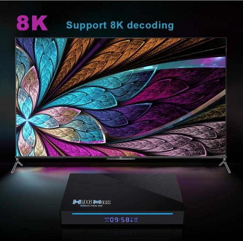 H96MAX UltraHD 3D 8K H.265 MaliG52 RK3566 4GBRAM Android11 HDR10 TVBox