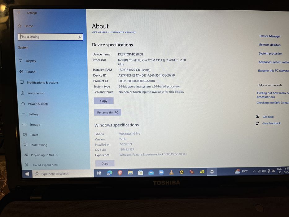 Laptop Toshiba Satellite Pro L850