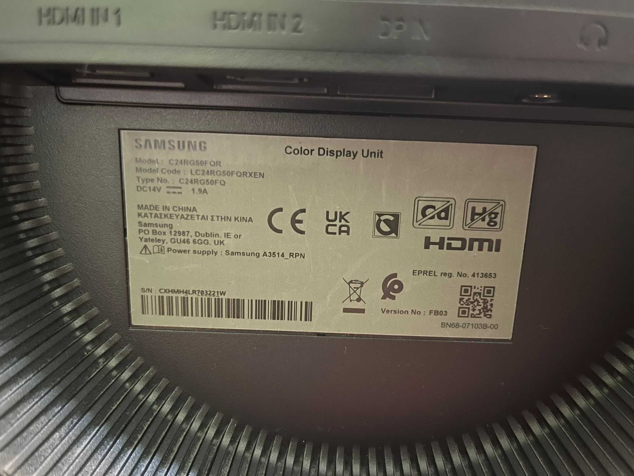 Monitor Gaming curbat LED  SAMSUNG  23.5", Full HD, 144Hz