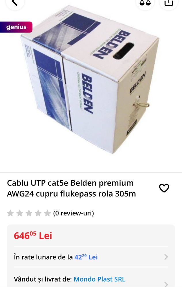 Rola belden cablu 305 M W/UTP CAT 5E 1583E 4x2xAWG24
