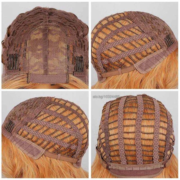 Оранжева къдрева перука с руси краища на път