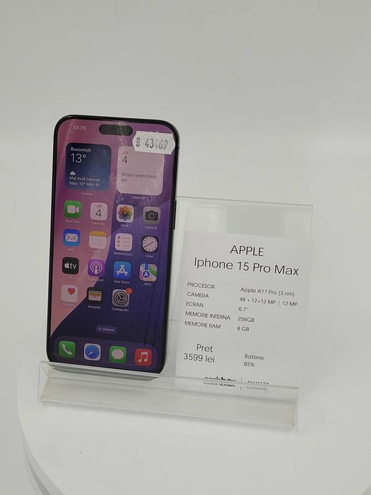 Iphone 15 Pro Max 256GB Baterie85 Garantie 24 Luni CashBox