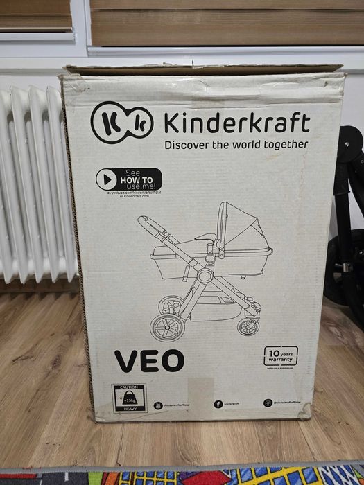 Carucior multipozitii Kinderkraft Veo 2 in 1, Negru / Gri