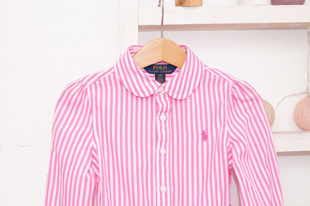 Polo Ralph Lauren оригинална детска рокля розово бяло райе с колан 3 г