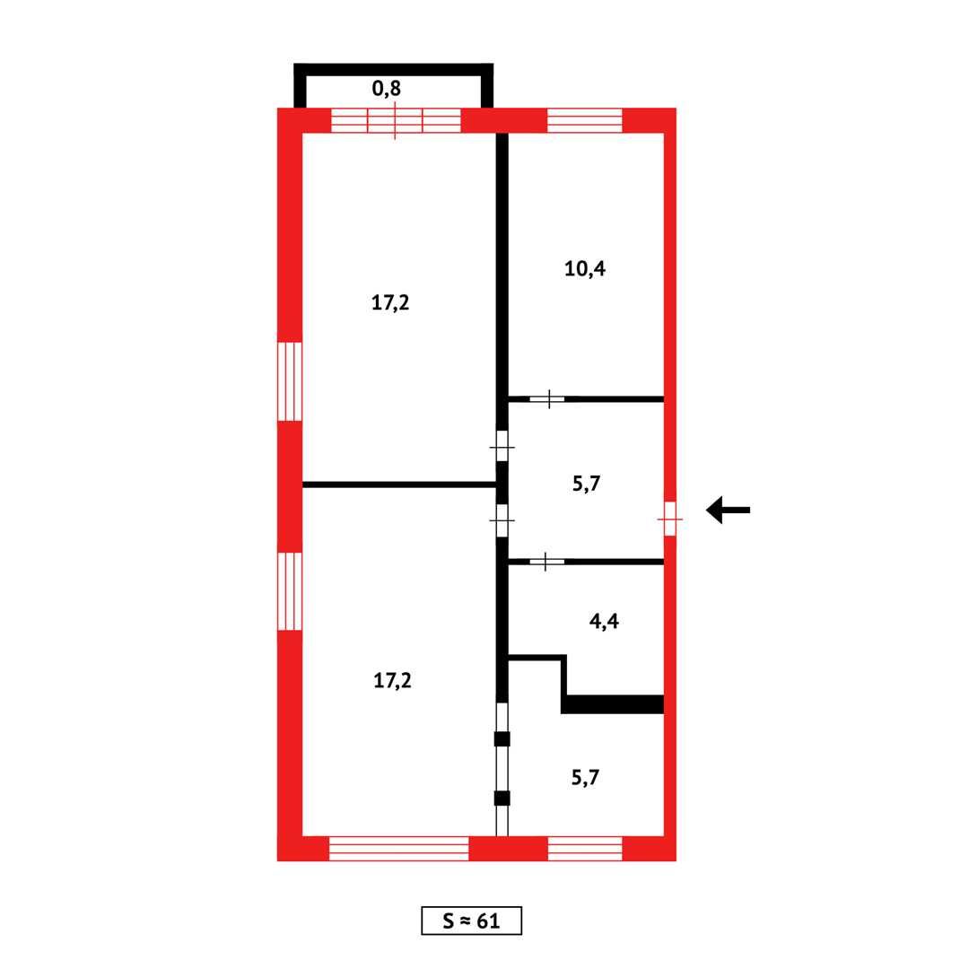 Продам 3-комнатную квартиру по Металлургов в районе Цума, 62 м²