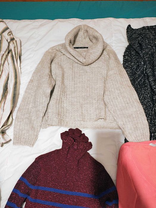 Lot haine pluovor 8 piese Zara Bershka S M