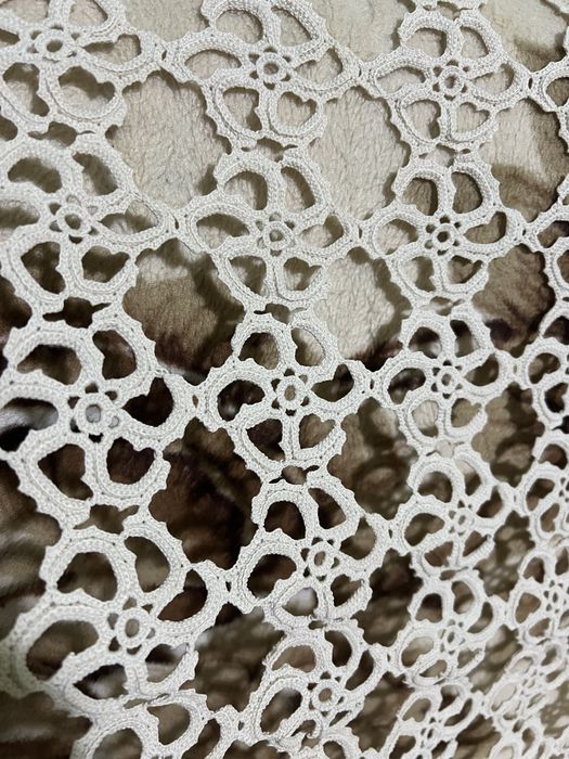 Față de masă macrame, vintage, lucrată manual, pătrată
