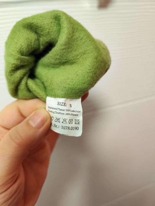 Mănuși piele naturala verde olive-mint M