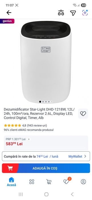 Dezumidificator pentru cameră