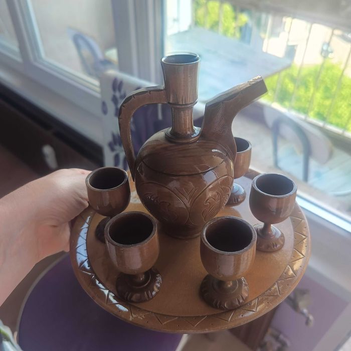 Дървен комплект чашки
