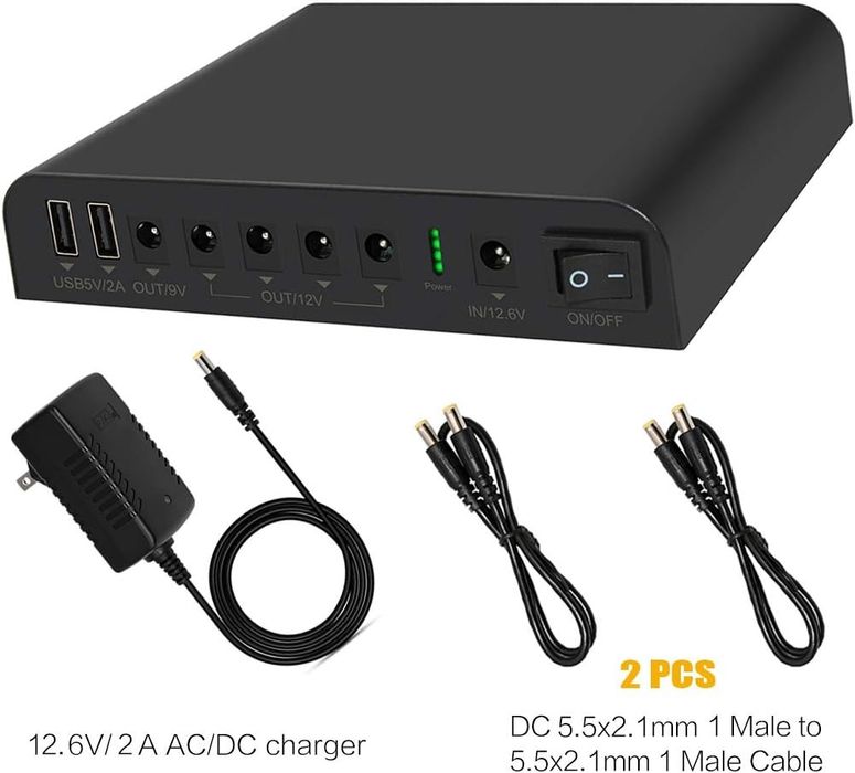 Мини UPS 27000mAh, 12V, 9V, 5V за рутери, видеонаблюдение, фотоапарати