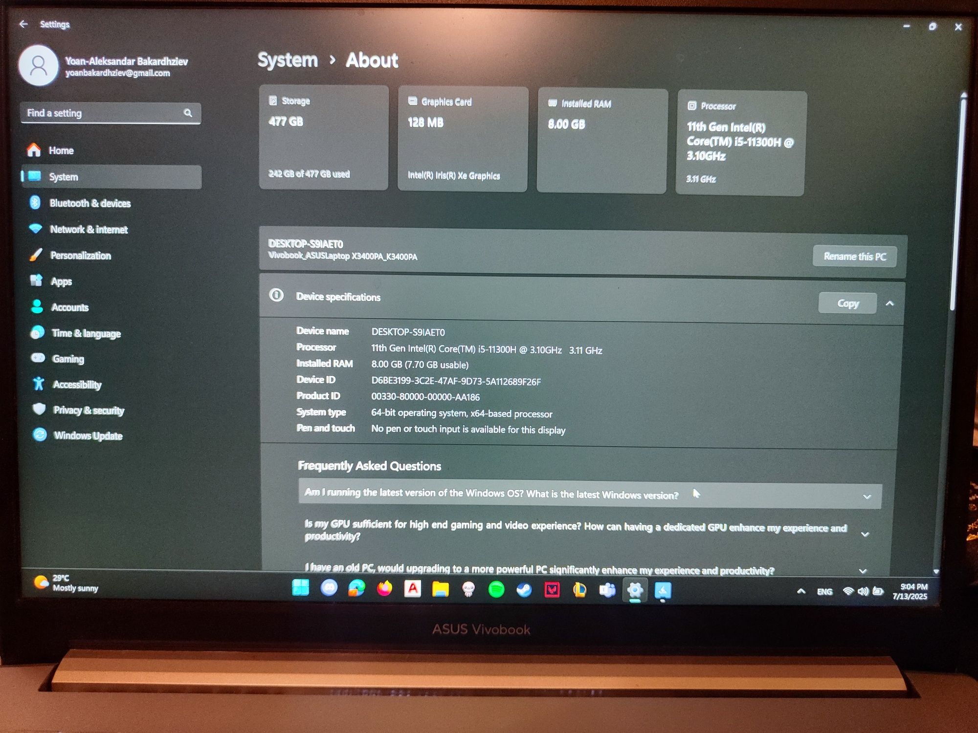 Лаптоп asus vivobook 14 pro