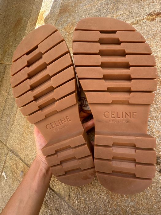 Celine Triomphe Canvas Slides – кафяви